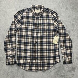 Jachs MFG Co Shirt Mens Small Blue Brown Yellow Plaid Flannel Button Down Casual
